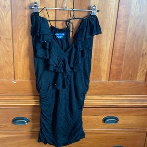 Ralph Lauren blue label 💯 silk with beads black sexy double lined in front gorg